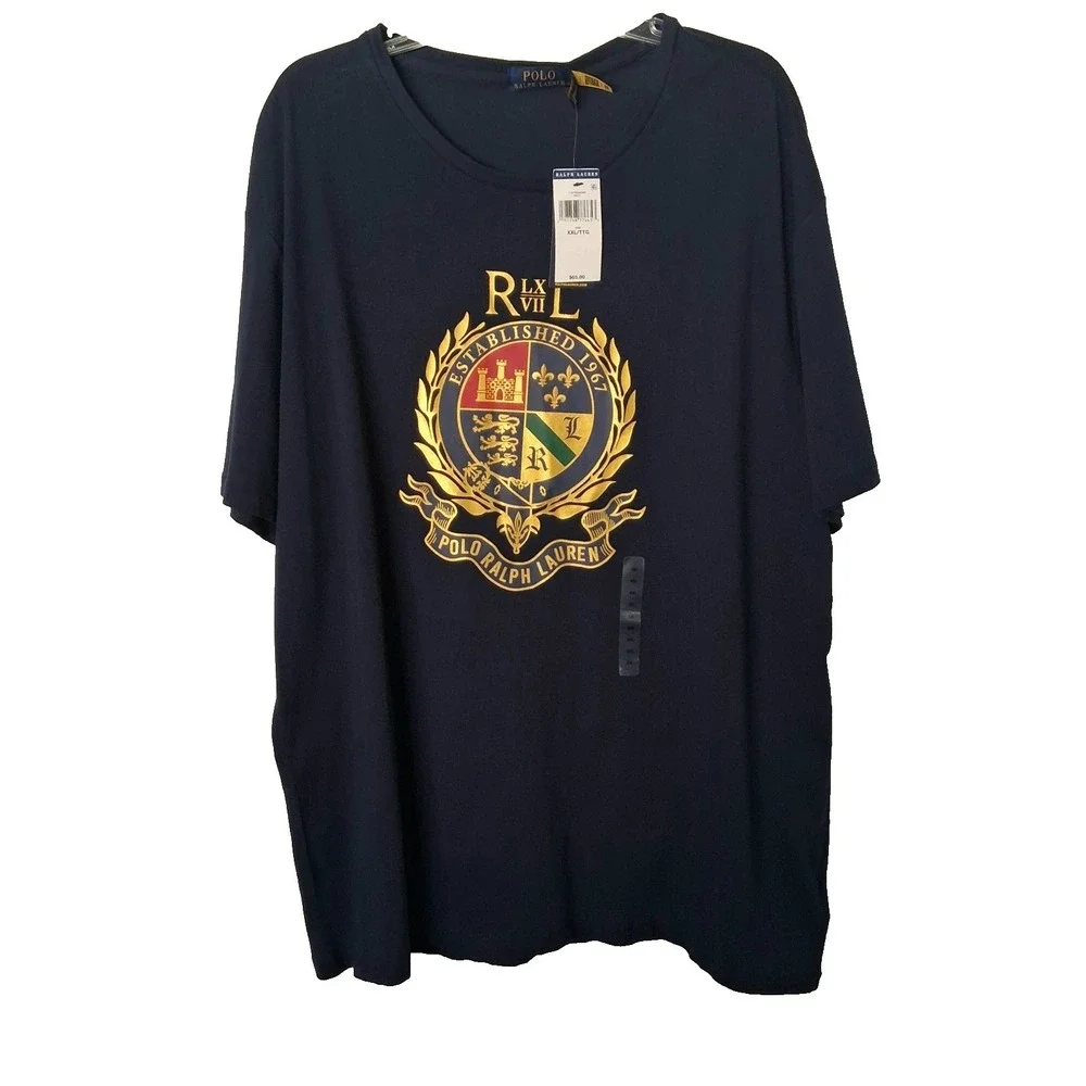 NWT Polo Ralph Lauren Polo Crest T Shirt Men's 2XL Blue Graphic Logo $65.00